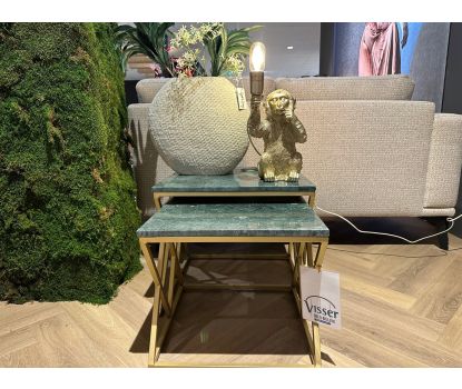 Bijzettafel Marmer met goud– set van twee