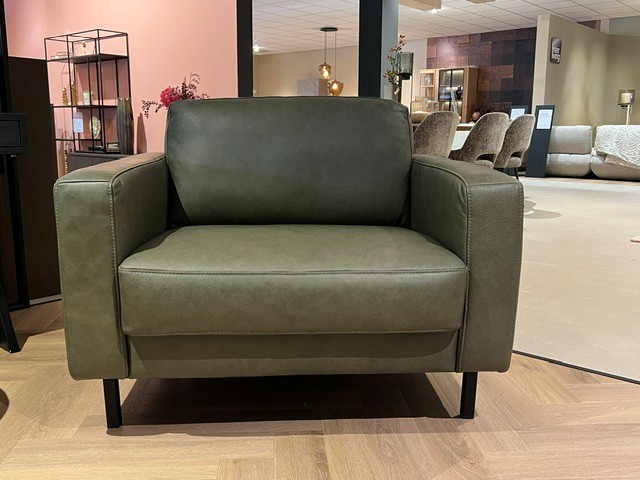 GROEN LEREN FAUTEUIL | VAN € 1669,- VOOR € 1189,-