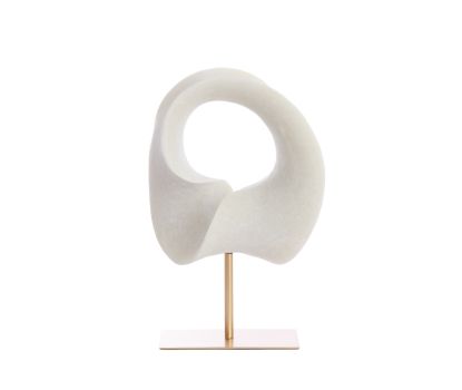 Ornament op voet 34x18x43 cm VODICE crème+antiek brons