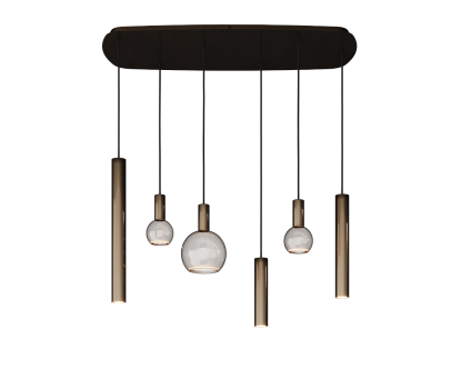 4316 Riva hanglamp deens ovaal 110cm - 6 lichts incl.lichtbronnen