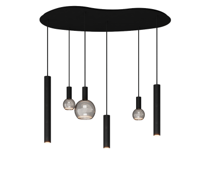 4318 Riva hanglamp organisch 120 cm - 6 lichts incl.lichtbronnen