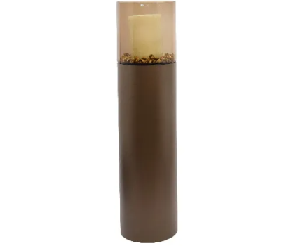 Stand Tower Raw Metal Metallic Brown Round H80 & windlicht