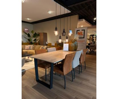 Set van 6 eetkamerstoelen in cognac tinten