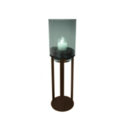 Stand Bridge Raw Iron Metallic Brown Round H30 & kaarsenhouder
