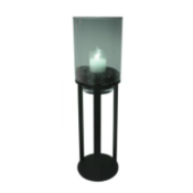 Stand Bridge Raw Iron Black Round H30 & windlicht
