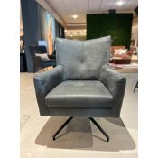 Industriële draaifauteuil in grijs leer